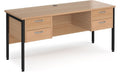 Ledger Maestro 25 H Frame Straight Desk with 2 x Two Drawer Pedestals, 1600 x 600, black frame, beech top