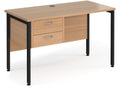 Ledger Maestro 25 H Frame Straight Desk with Two Drawer Pedestal, 1200 x 600, black frame, beech top