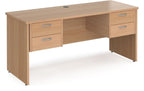 Ledger Maestro 25 Panel End Straight Desk with 2 x Two Drawer Pedestals, 1600 x 600, beech top