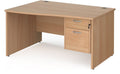 Ledger Maestro 25 Panel End Wave Desk with Two Drawer Pedestal, 1400 x 800, left hand, beech top