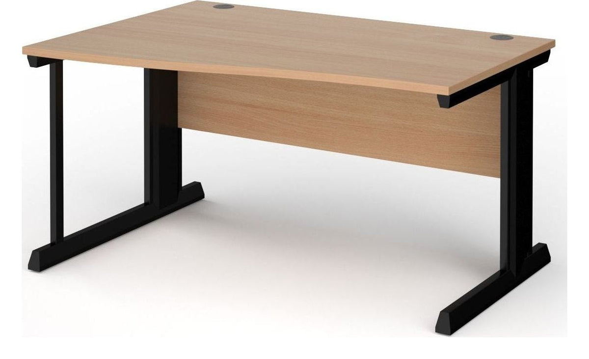 Ledger Vivo Wave Desk, 1400 x 800, left hand, black frame, beech top