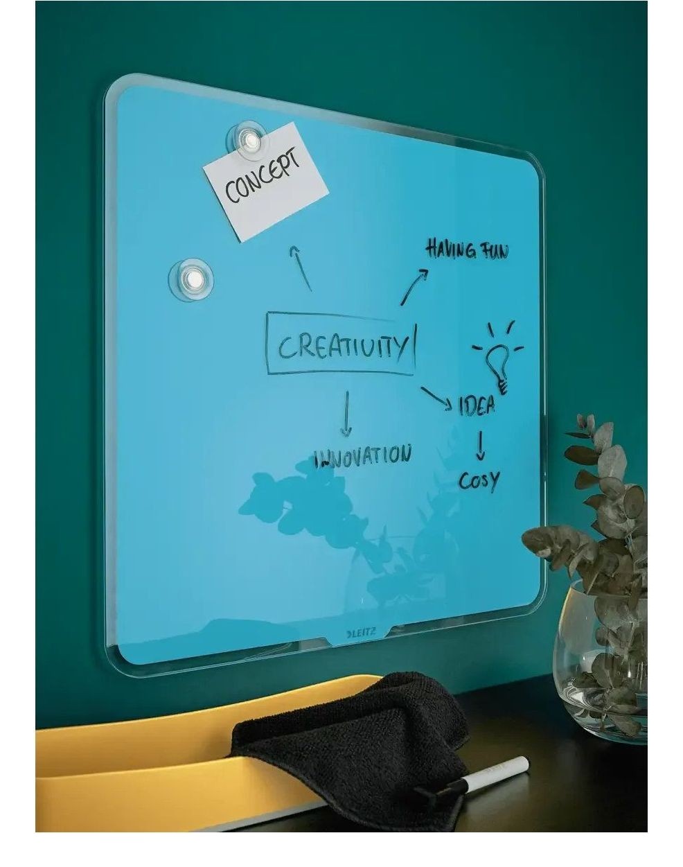 Leitz Cosy Magnetic Glass Whiteboard, view 8