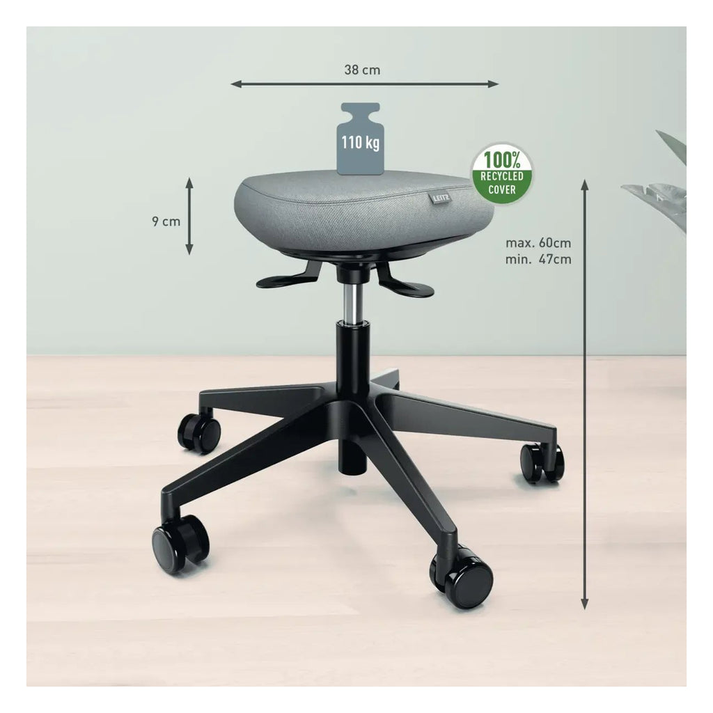 Leitz Ergo Active Sitting Stool with Wheels and Wobble Comfort Seat, view 7