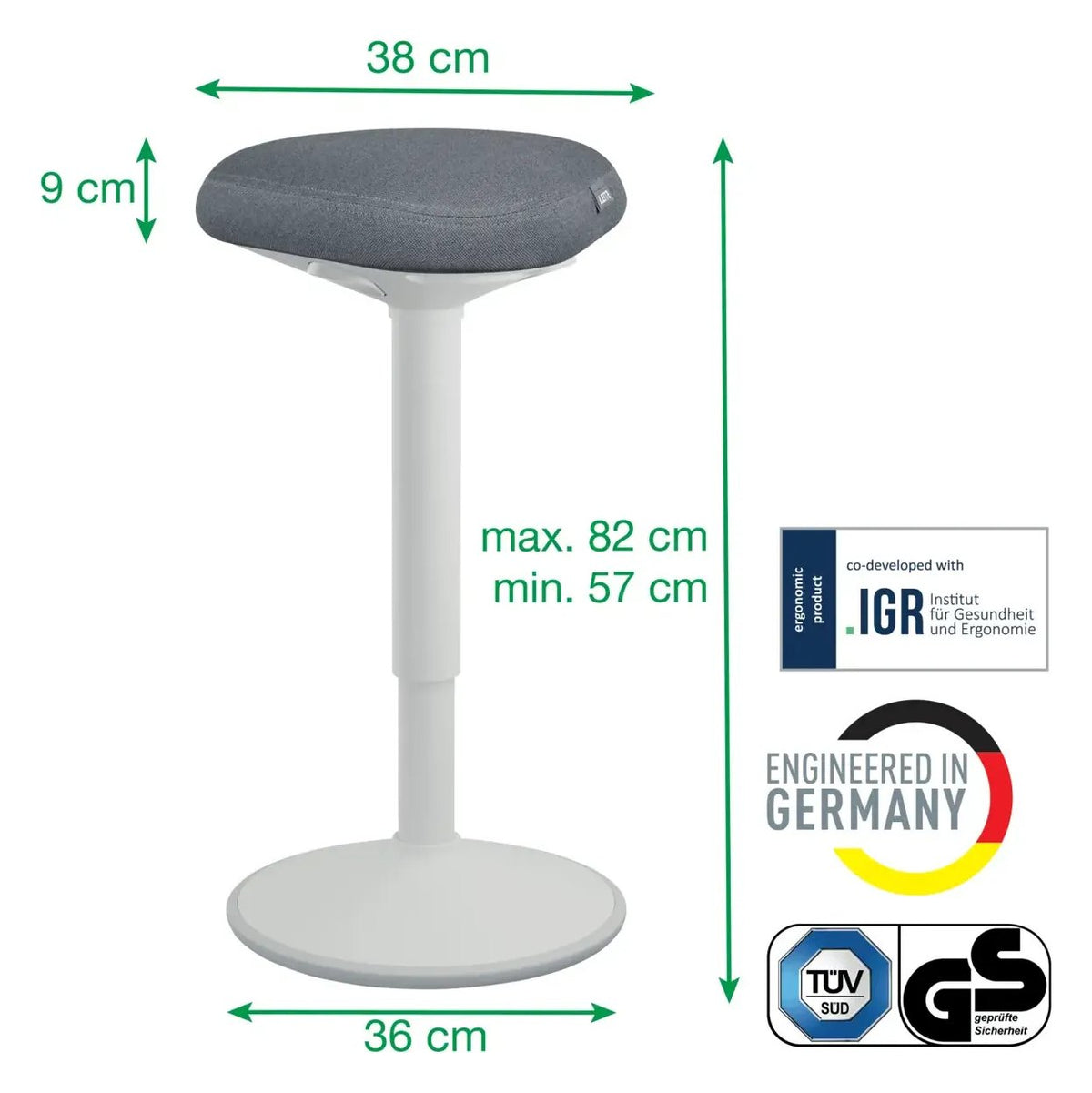 Leitz Ergo Active Standing Stool with Comfort Seat, view 14