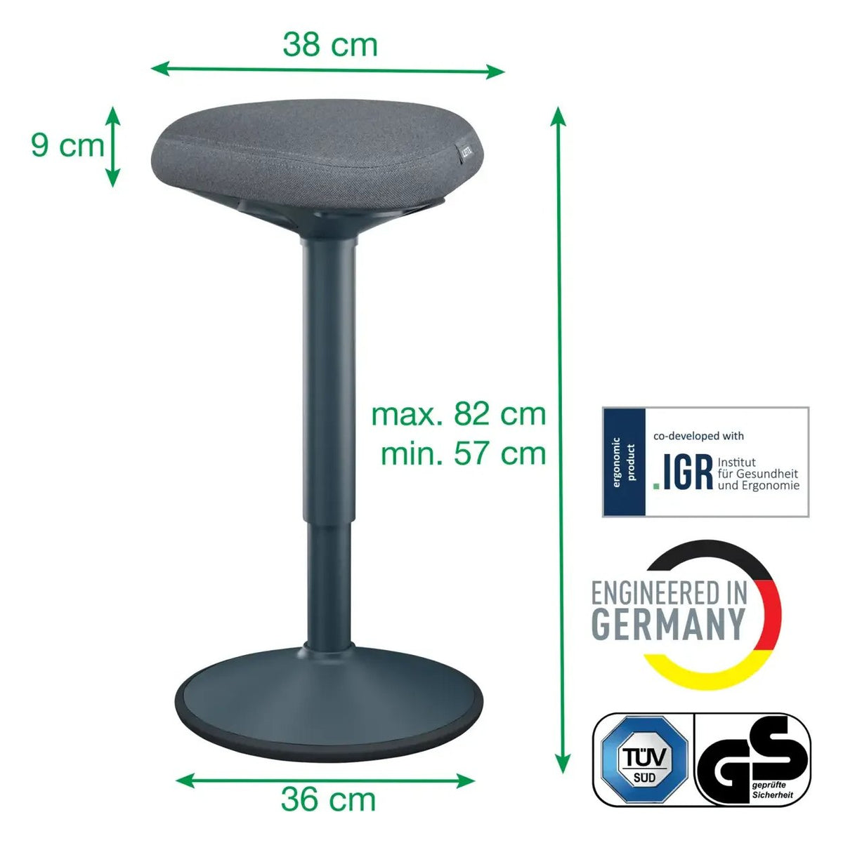 Leitz Ergo Active Standing Stool with Comfort Seat, view 5