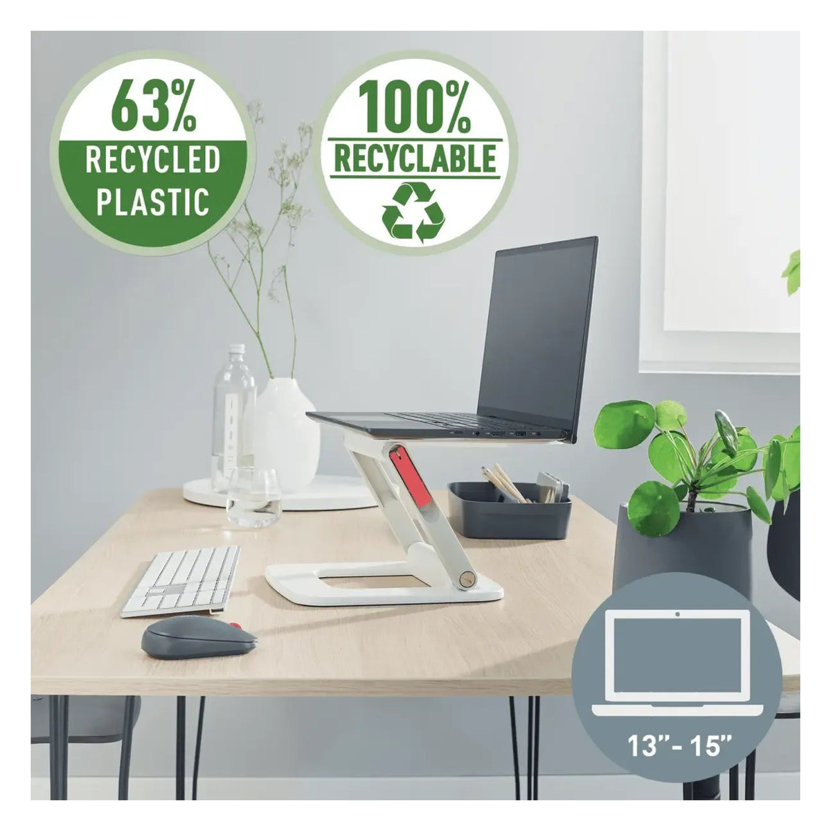 Leitz Ergo Adjustable Multi-Angle Laptop Stand, 63% Recycled Plastic, view 2