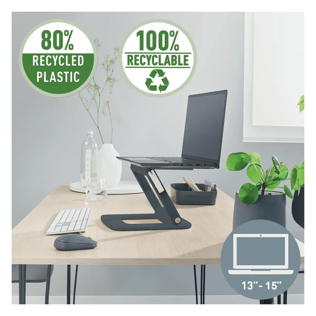 Leitz Ergo Adjustable Multi-Angle Laptop Stand, 80% Recycled Plastic, view 2