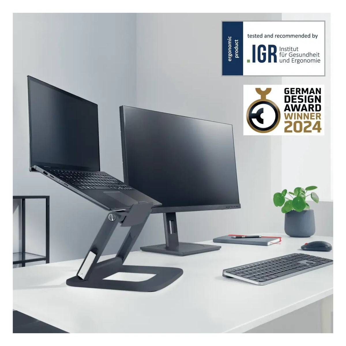 Leitz Ergo Adjustable Multi-Angle Laptop Stand, 80% Recycled Plastic, view 4
