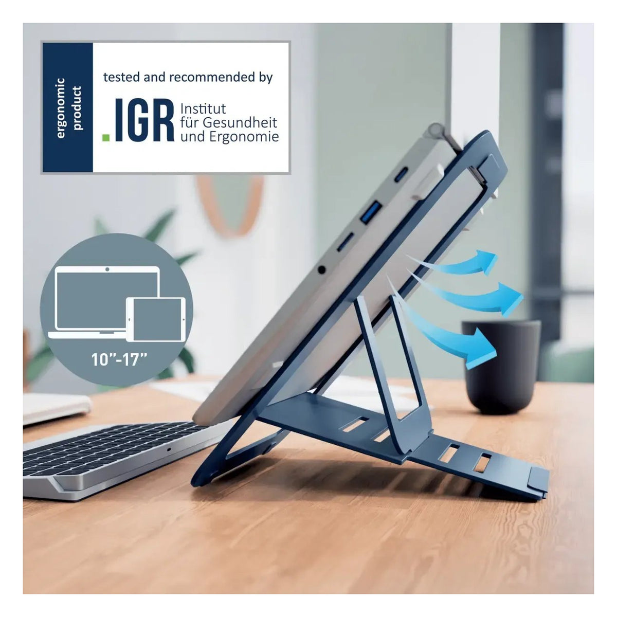 Leitz Ergo Aluminium Ultra-Flat Adjustable Laptop Stand, view 2