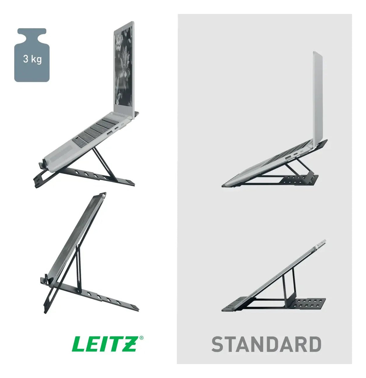 Leitz Ergo Aluminium Ultra-Flat Adjustable Laptop Stand, view 3