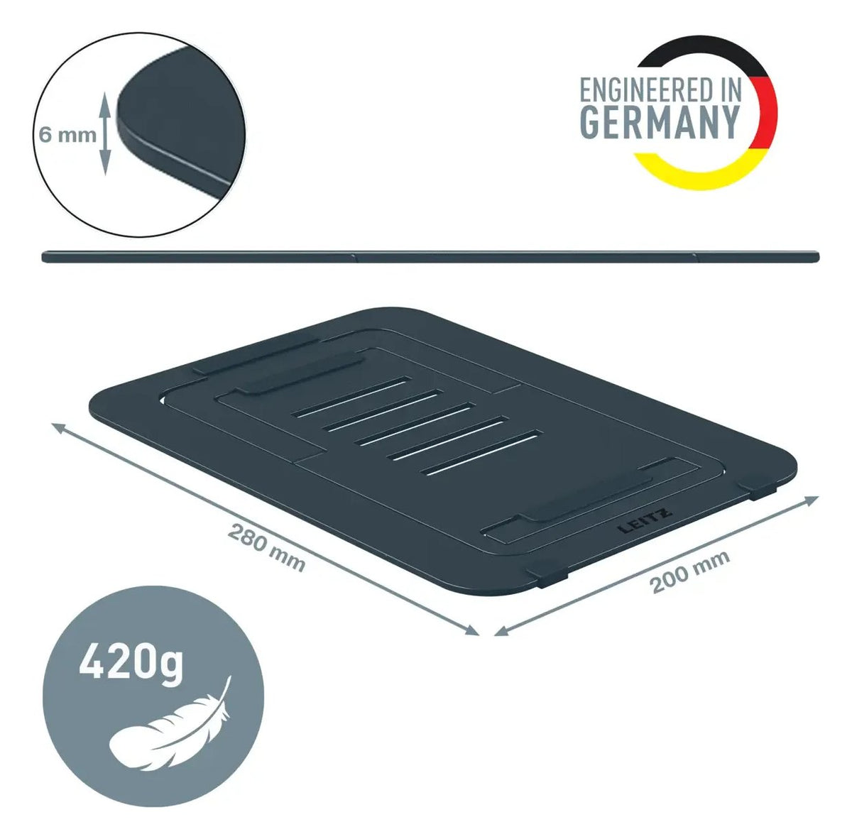Leitz Ergo Aluminium Ultra-Flat Adjustable Laptop Stand, view 5