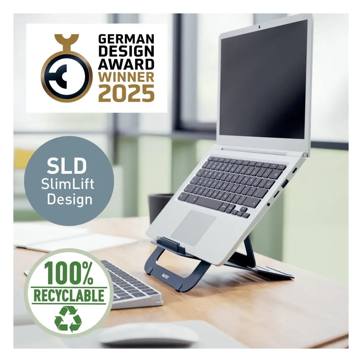 Leitz Ergo Aluminium Ultra-Flat Adjustable Laptop Stand, view 6