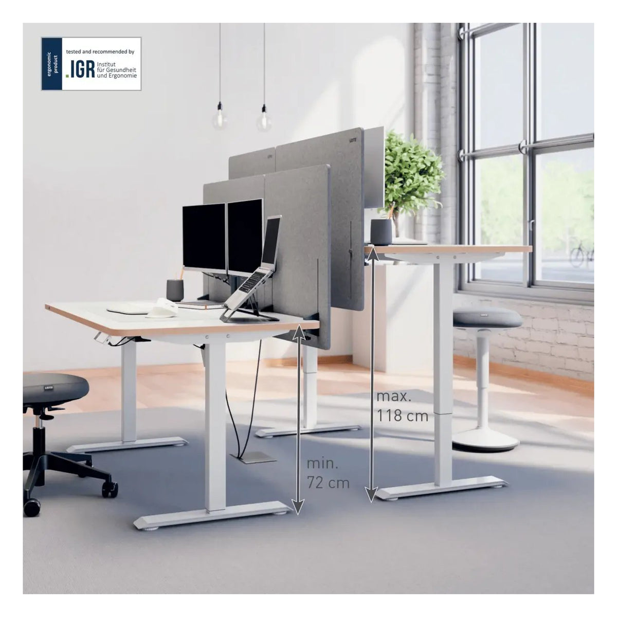 Leitz Ergo Electric Sit Standing Desk with Stand-Up Reminder 140 x 80cm, view 2