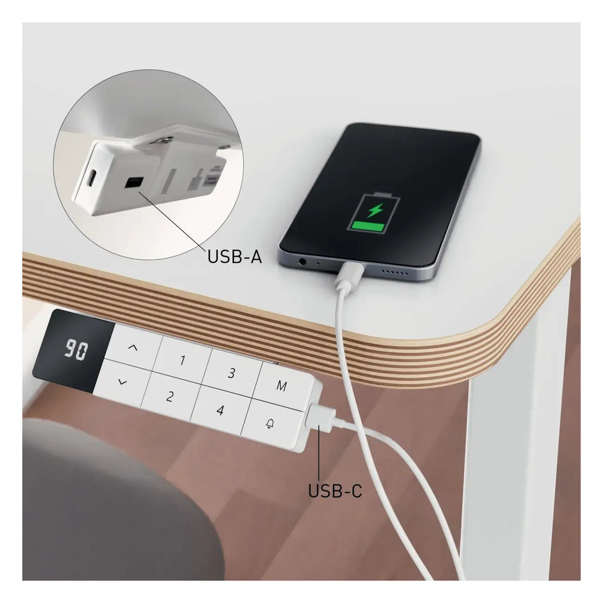 Leitz Ergo Electric Sit Standing Desk with Stand-Up Reminder 140 x 80cm, view 5