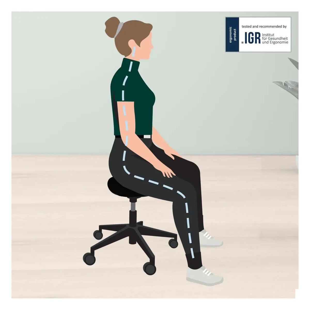 Leitz Ergo Sitting Stool with Wheels and Comfort Seat, view 3