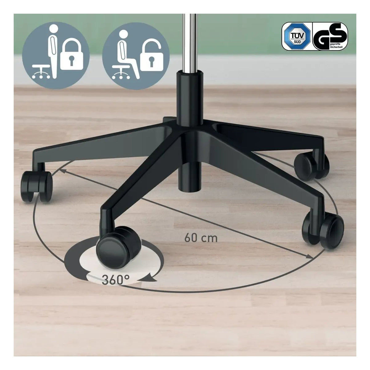 Leitz Ergo Sitting Stool with Wheels and Comfort Seat, view 5
