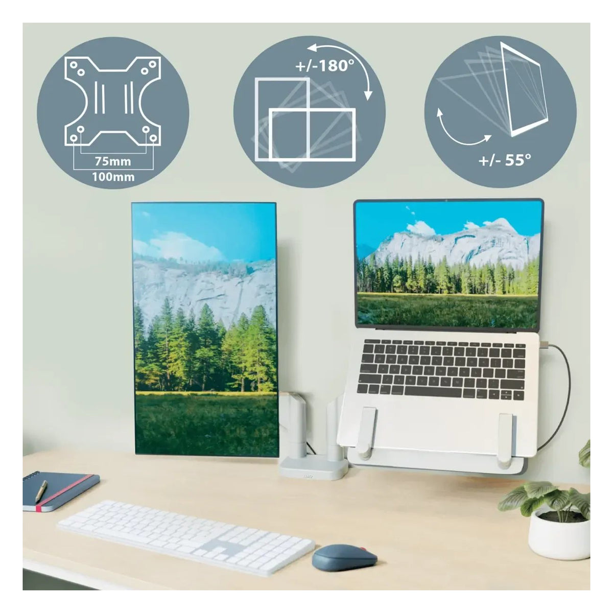 Leitz Ergo Space Saving Dual Monitor & Laptop Arm, view 16