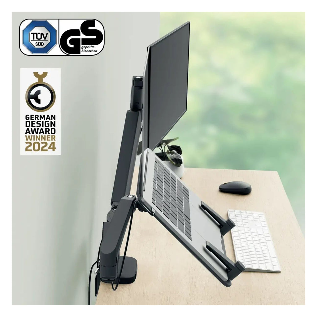 Leitz Ergo Space Saving Dual Monitor & Laptop Arm, view 3