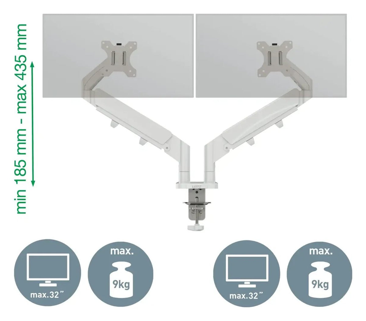 Leitz Ergo Space Saving Dual Monitor Arm, view 13