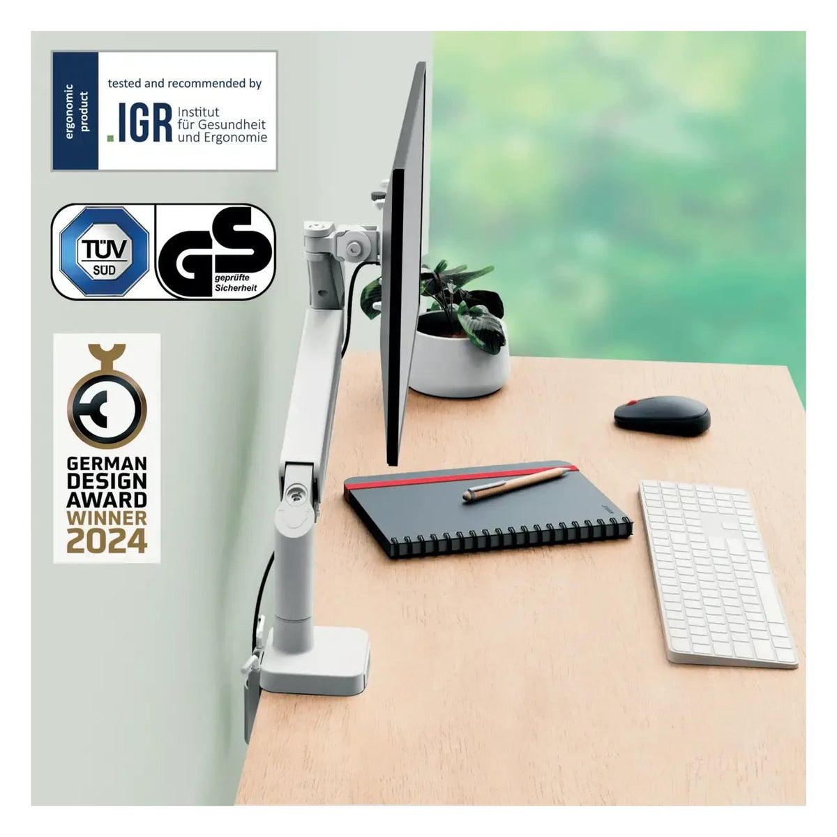 Leitz Ergo Space Saving Single Monitor Arm, view 11