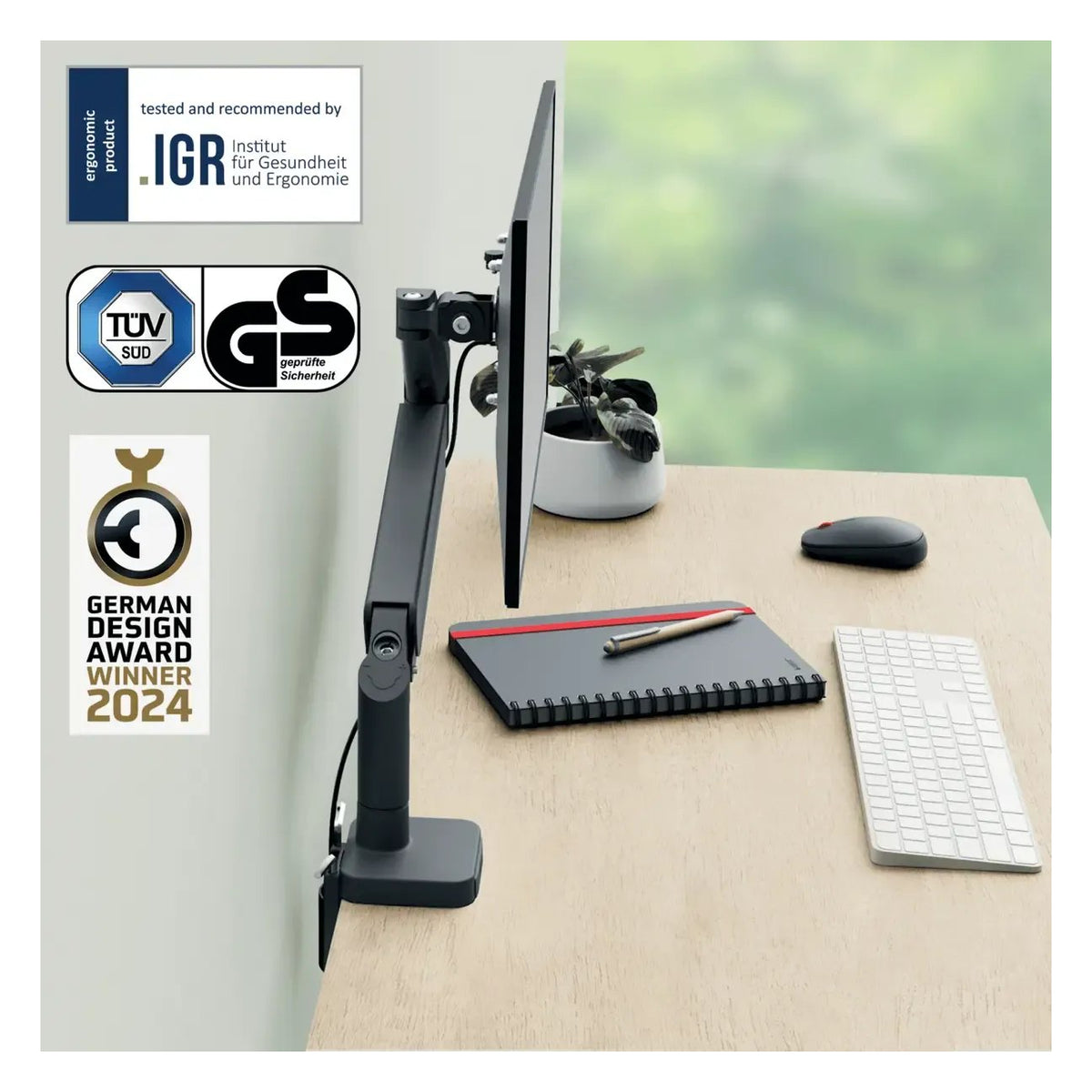 Leitz Ergo Space Saving Single Monitor Arm, view 3