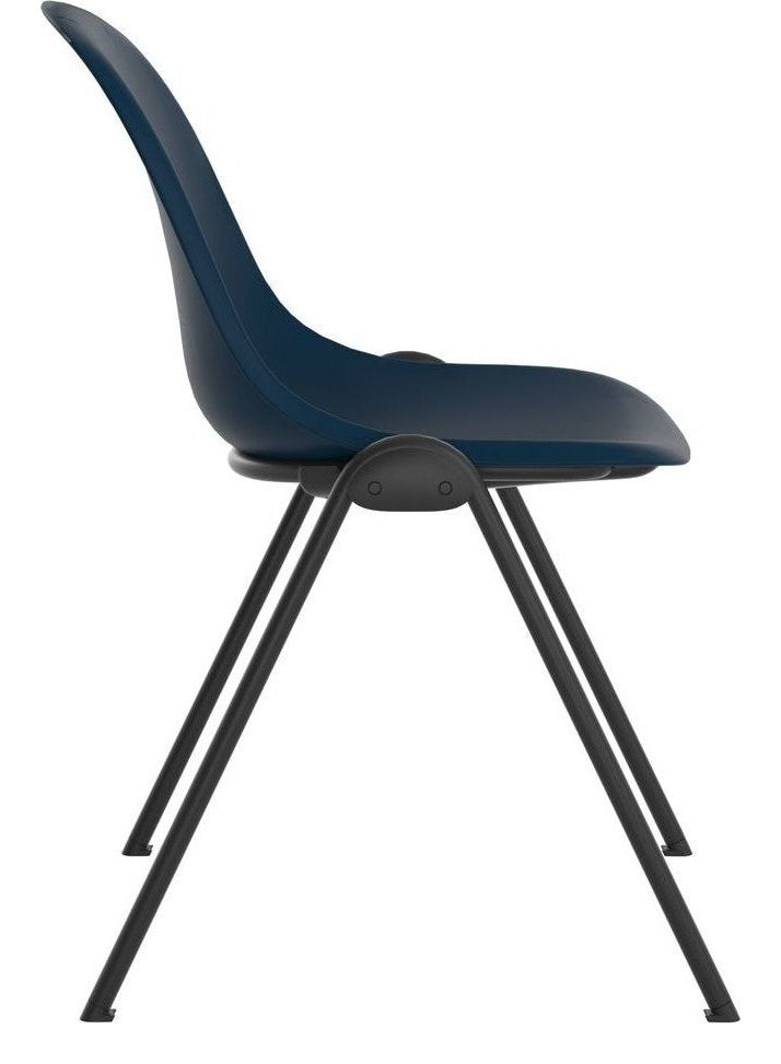Lizzie 4 Leg Chair in blue from the side