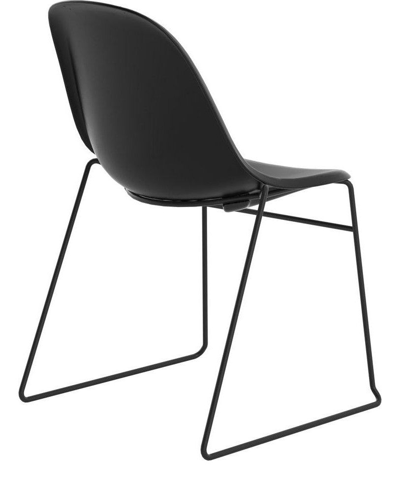 Lizzie Skid Chair in black from the back at an angle
