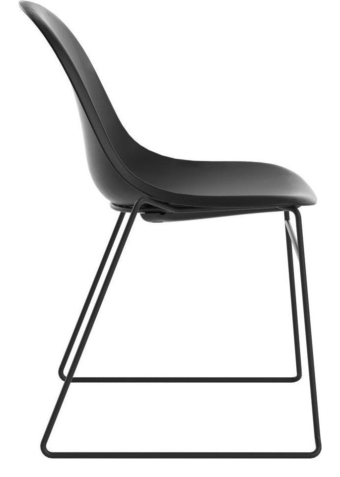 Lizzie Skid Chair in black from the side