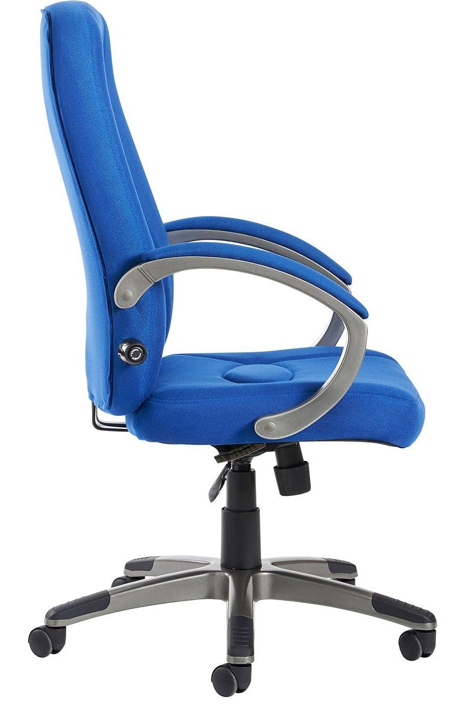 Lucca Fabric Manager's Chair in blue from the side