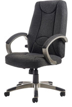 Lucca Fabric Manager's Chair in charcoal from the side