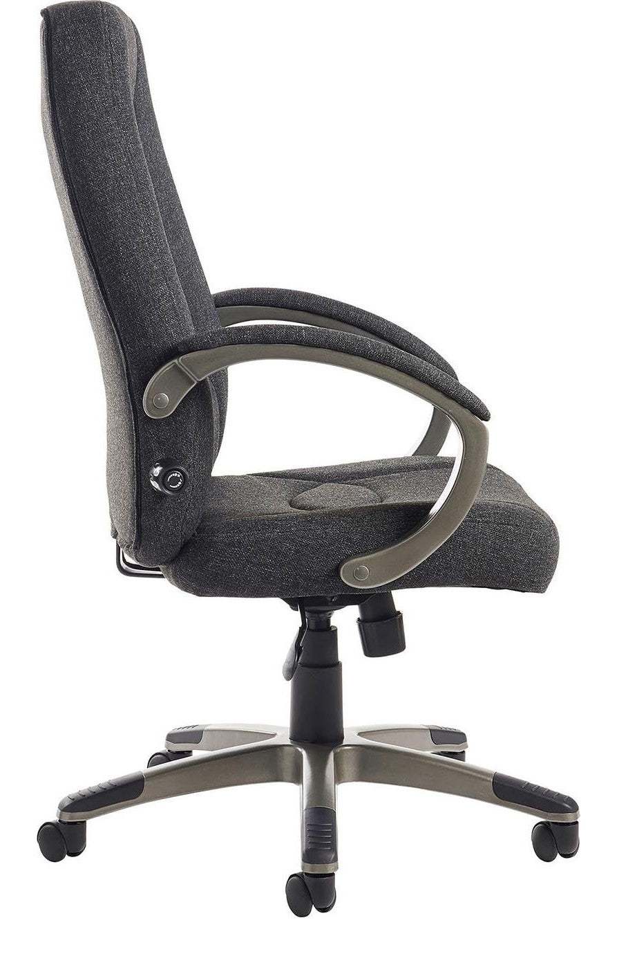 Lucca Fabric Manager's Chair in charcoal from the side