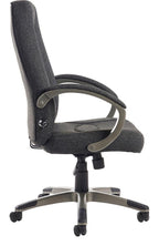 Lucca Fabric Manager's Chair in charcoal from the side