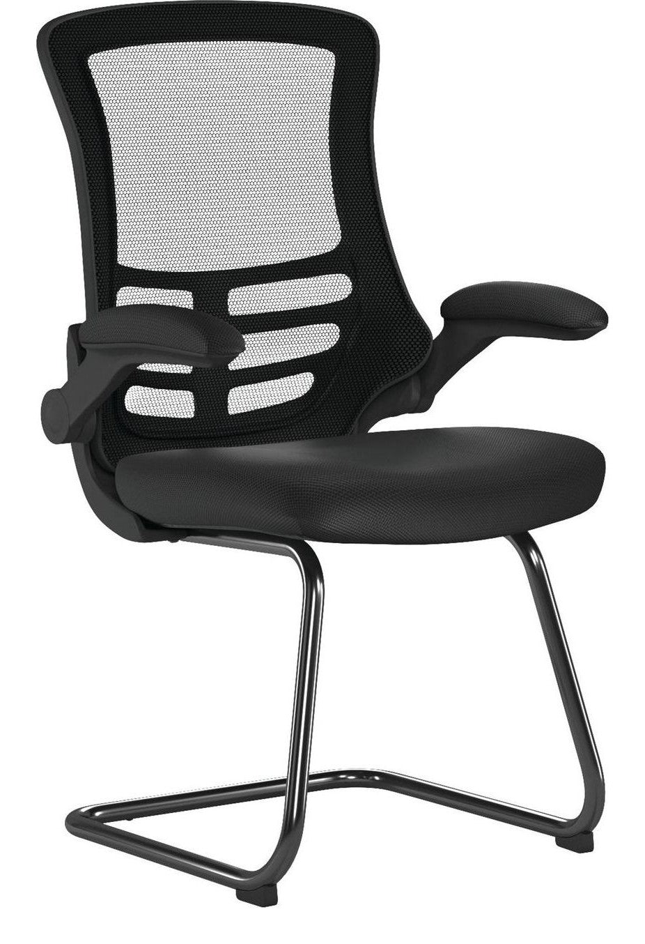 Luna High Back Mesh Cantilever Chair with Black Frame in black