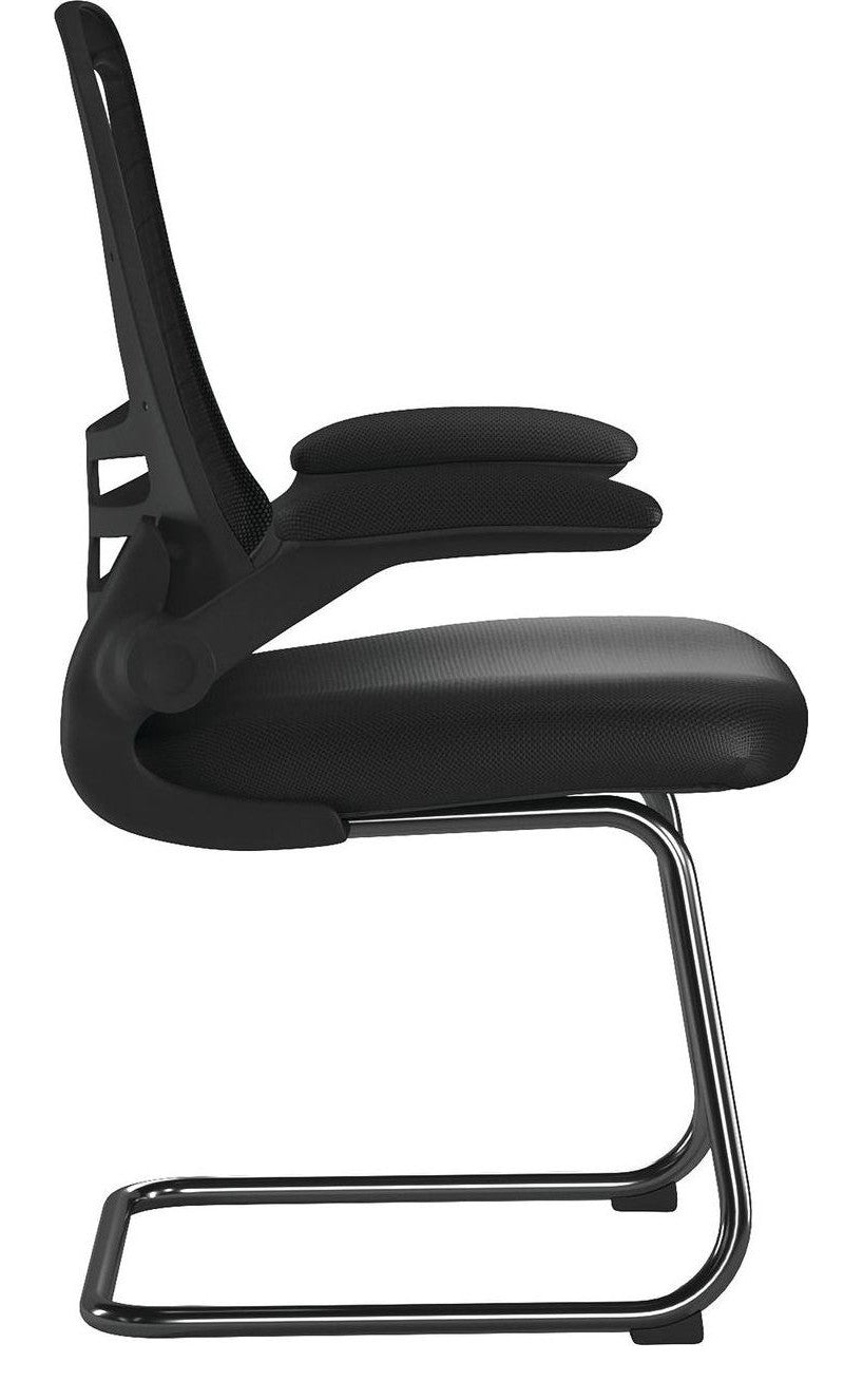 Luna High Back Mesh Cantilever Chair with Black Frame in black, view 2