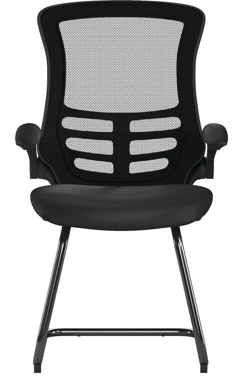 Luna High Back Mesh Cantilever Chair with Black Frame in black, view 3
