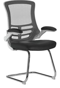 Luna High Back Mesh Cantilever Chair with White Shell in black