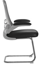 Luna High Back Mesh Cantilever Chair with White Shell in black, view 2
