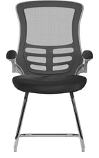 Luna High Back Mesh Cantilever Chair with White Shell in black, view 3