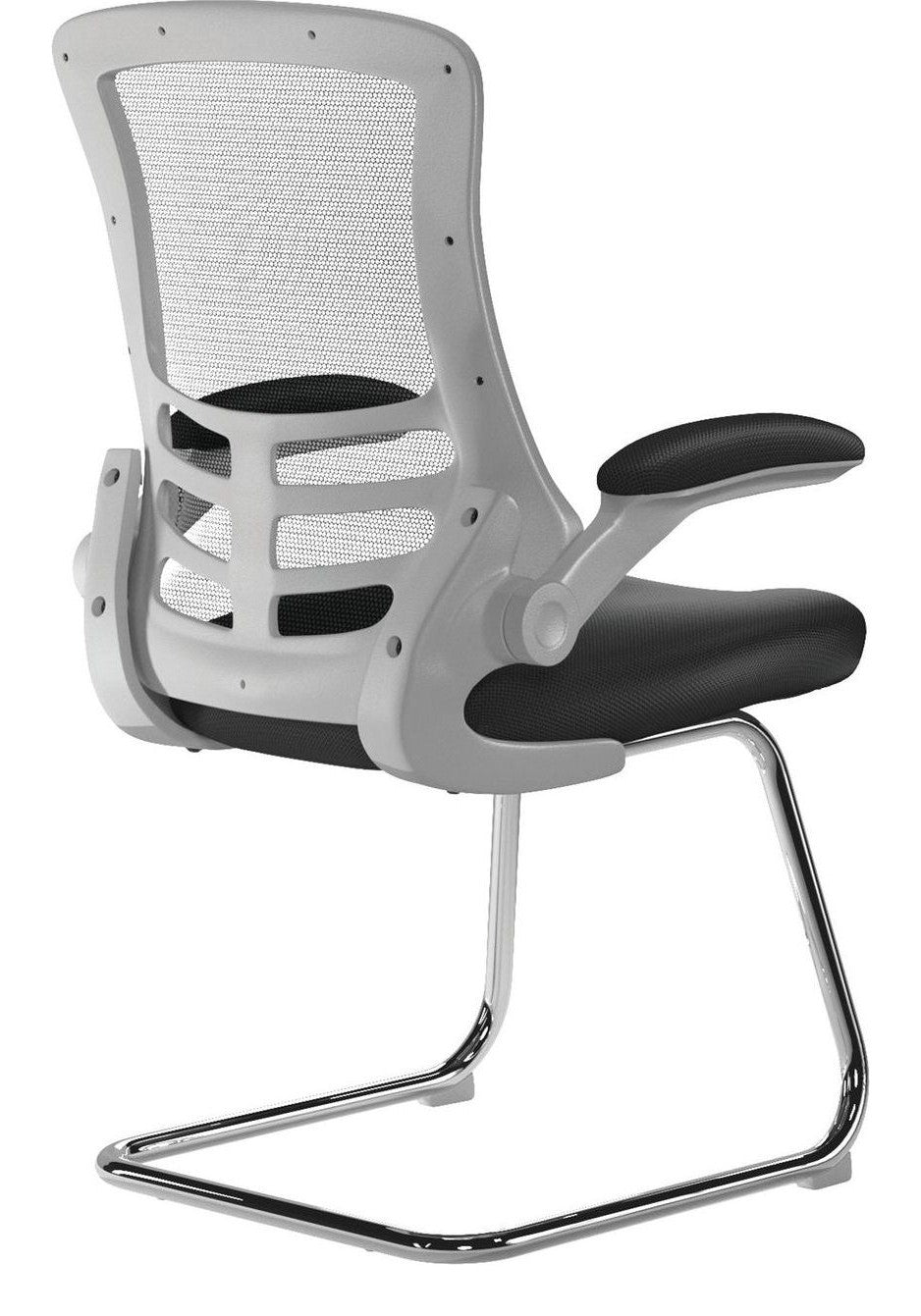 Luna High Back Mesh Cantilever Chair with White Shell in black, view 4