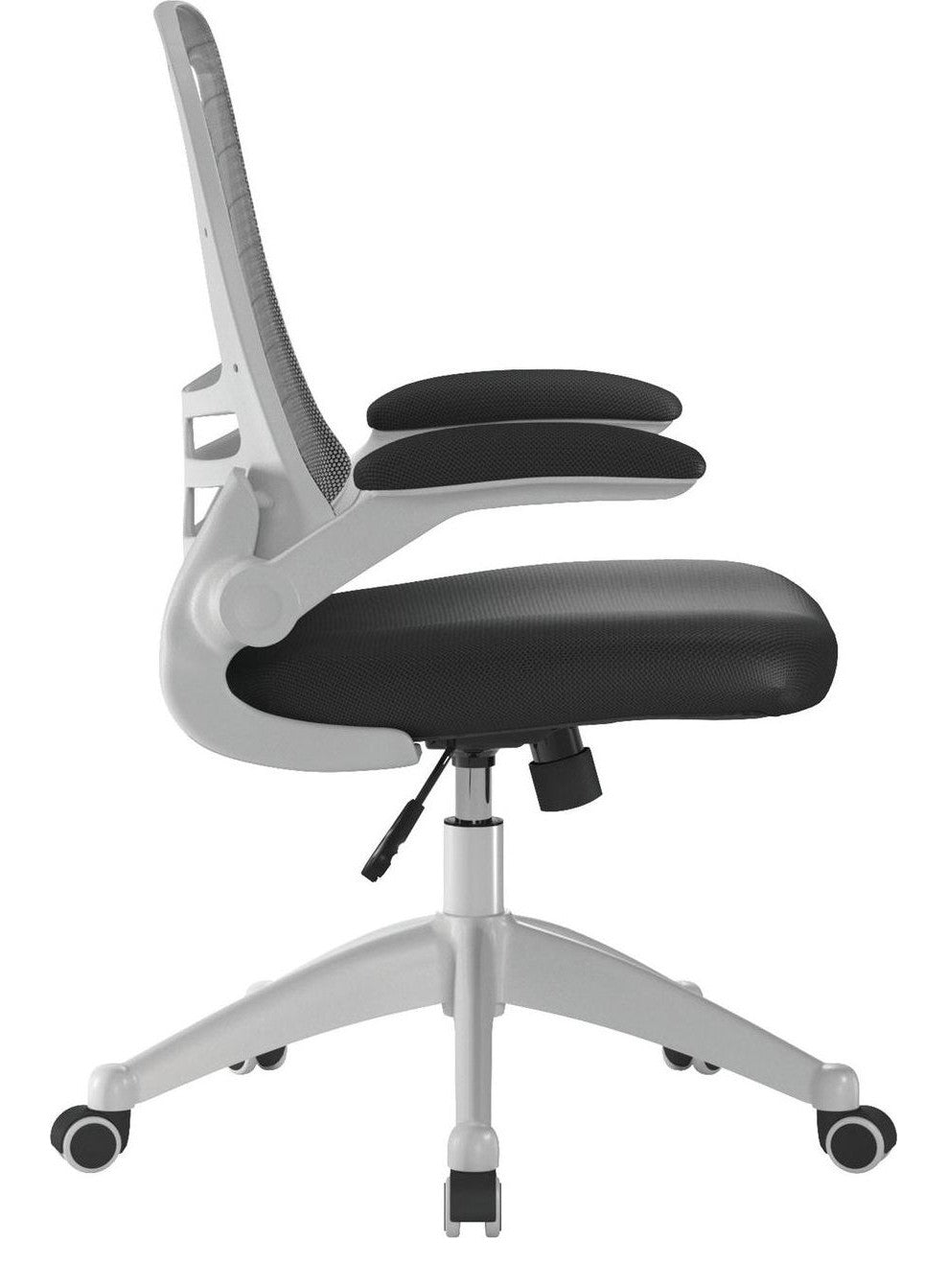 Luna High Back Mesh Chair with White Shell in black, view 2