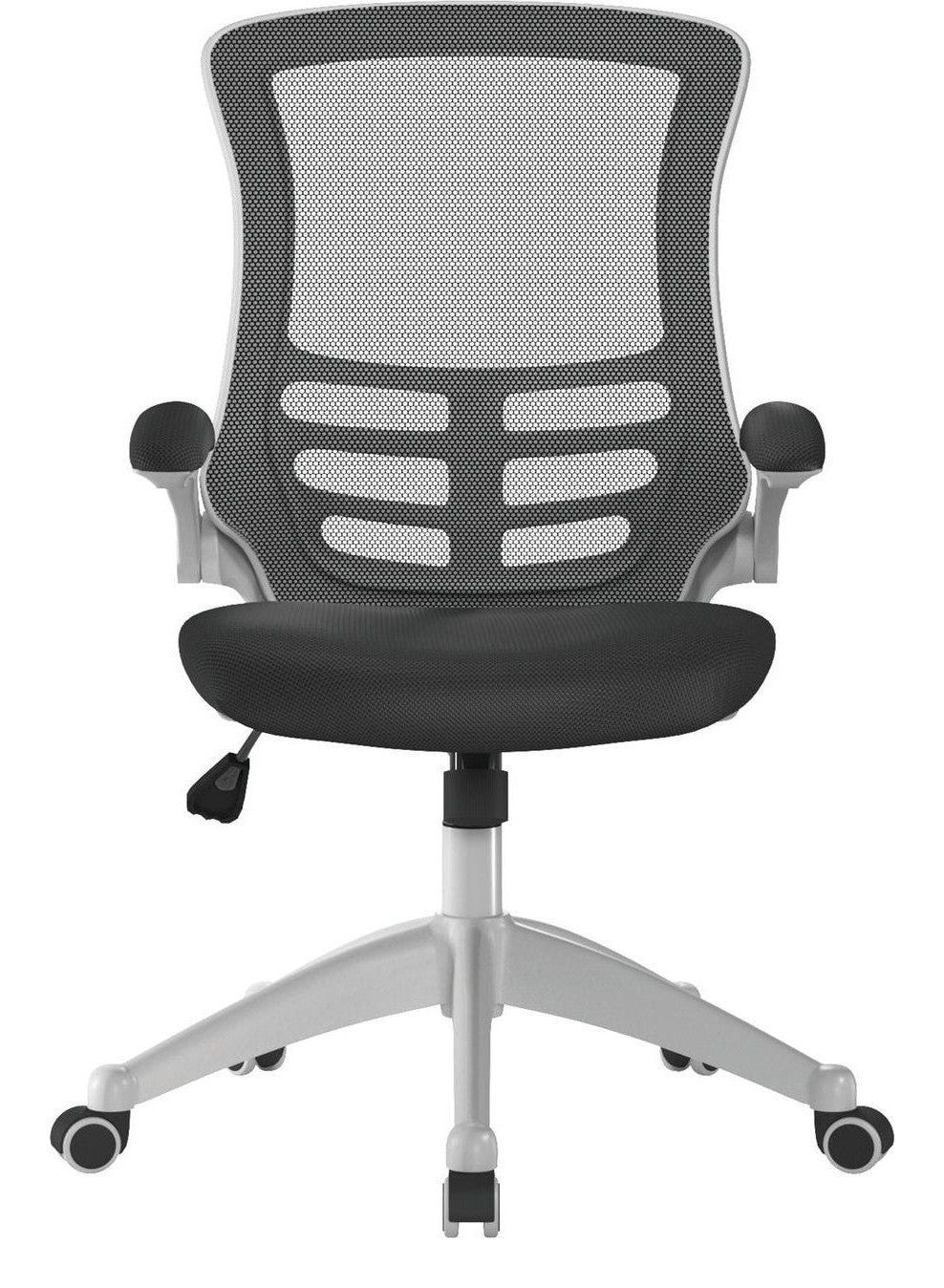 Luna High Back Mesh Chair with White Shell in black, view 3