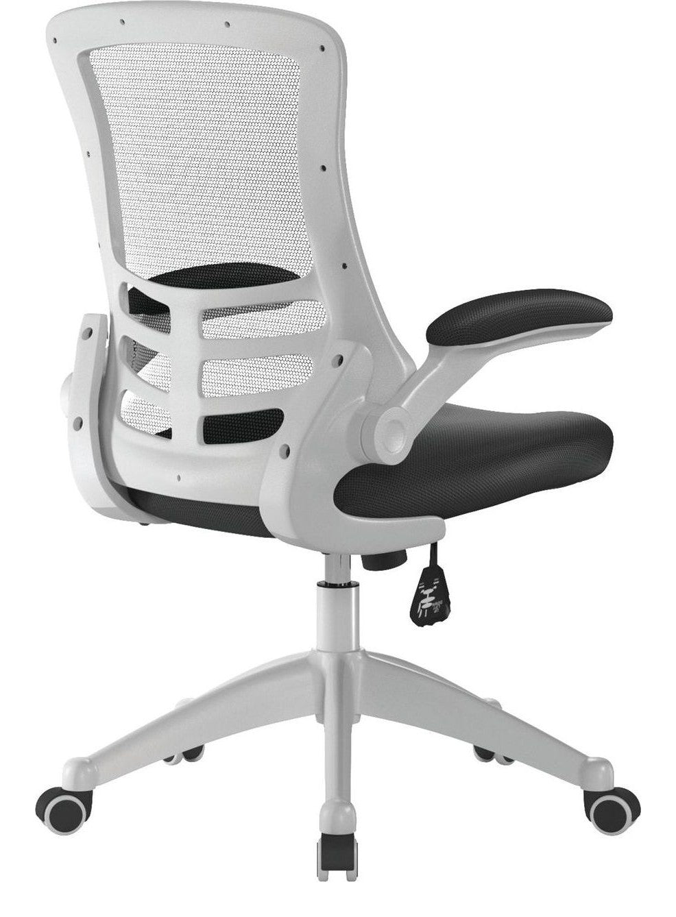 Luna High Back Mesh Chair with White Shell in black, view 4