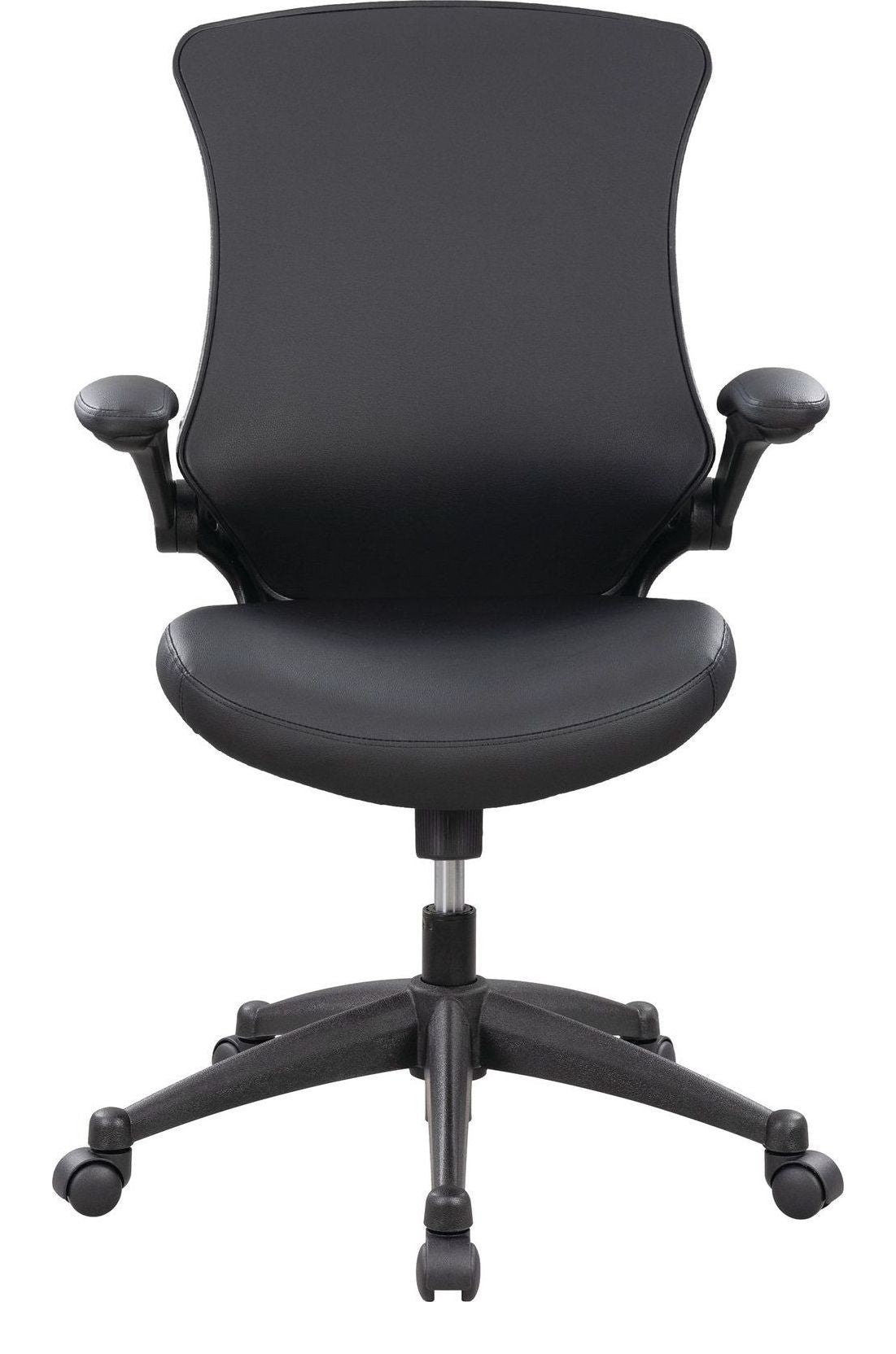 Luna Leather Effect Office Chair in black, view 2
