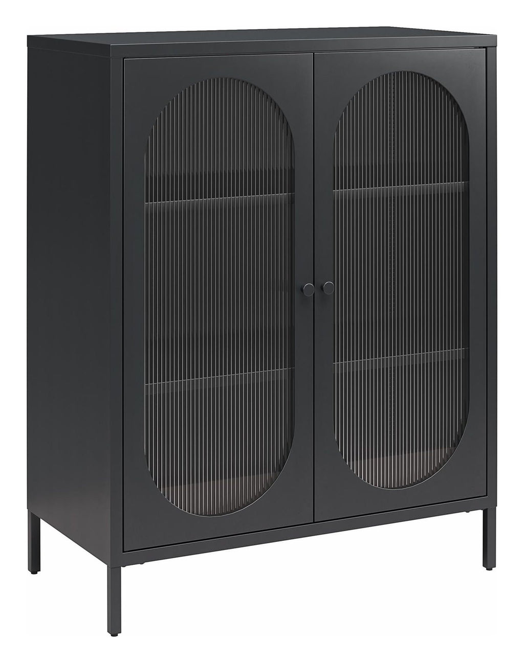 Luna Metal Accent Cabinet with Fluted Glass Doors