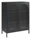 Luna Metal Accent Cabinet with Fluted Glass Doors