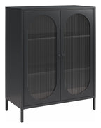 Luna Metal Accent Cabinet with Fluted Glass Doors