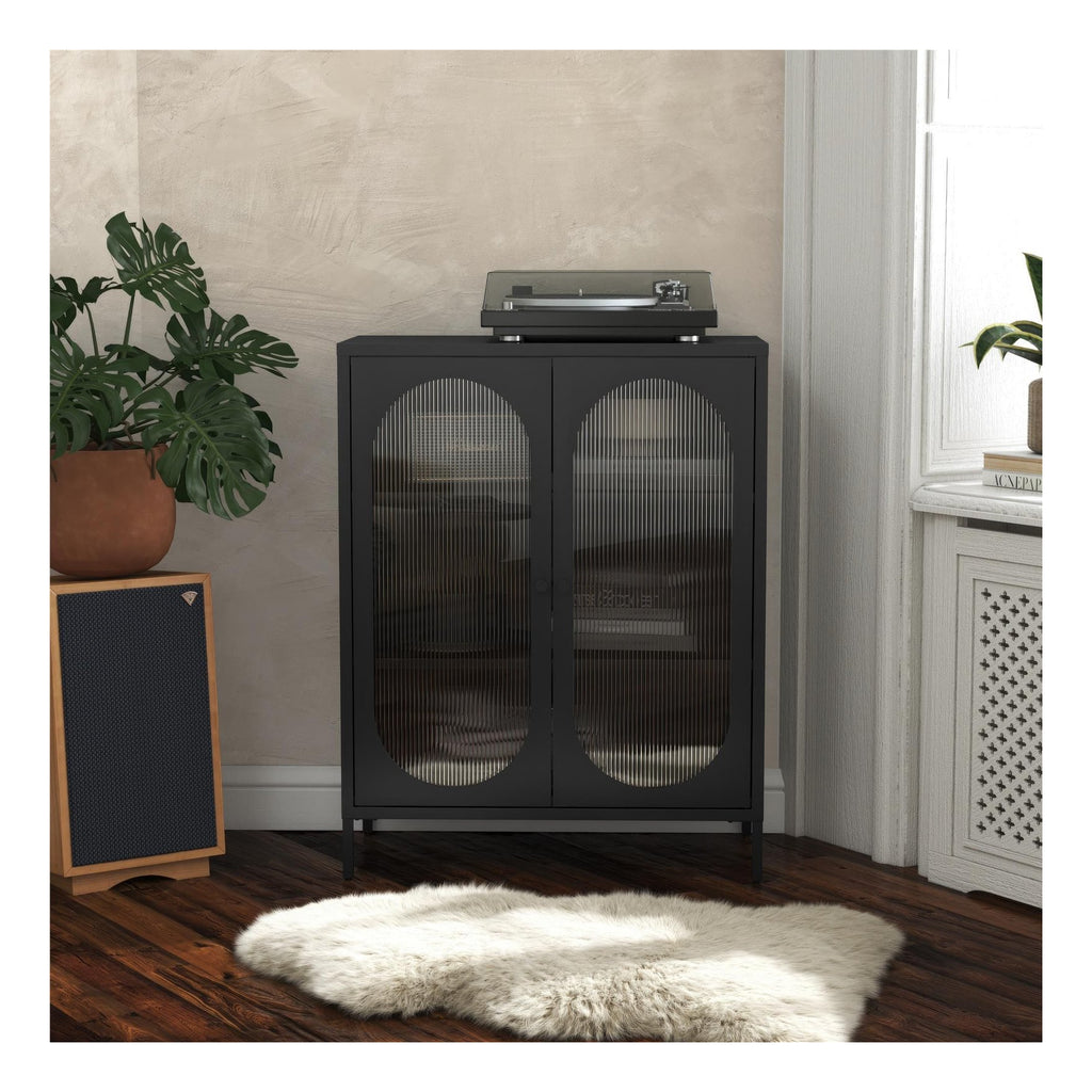 Luna Metal Accent Cabinet with Fluted Glass Doors, view 10