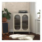 Luna Metal Accent Cabinet with Fluted Glass Doors, view 13