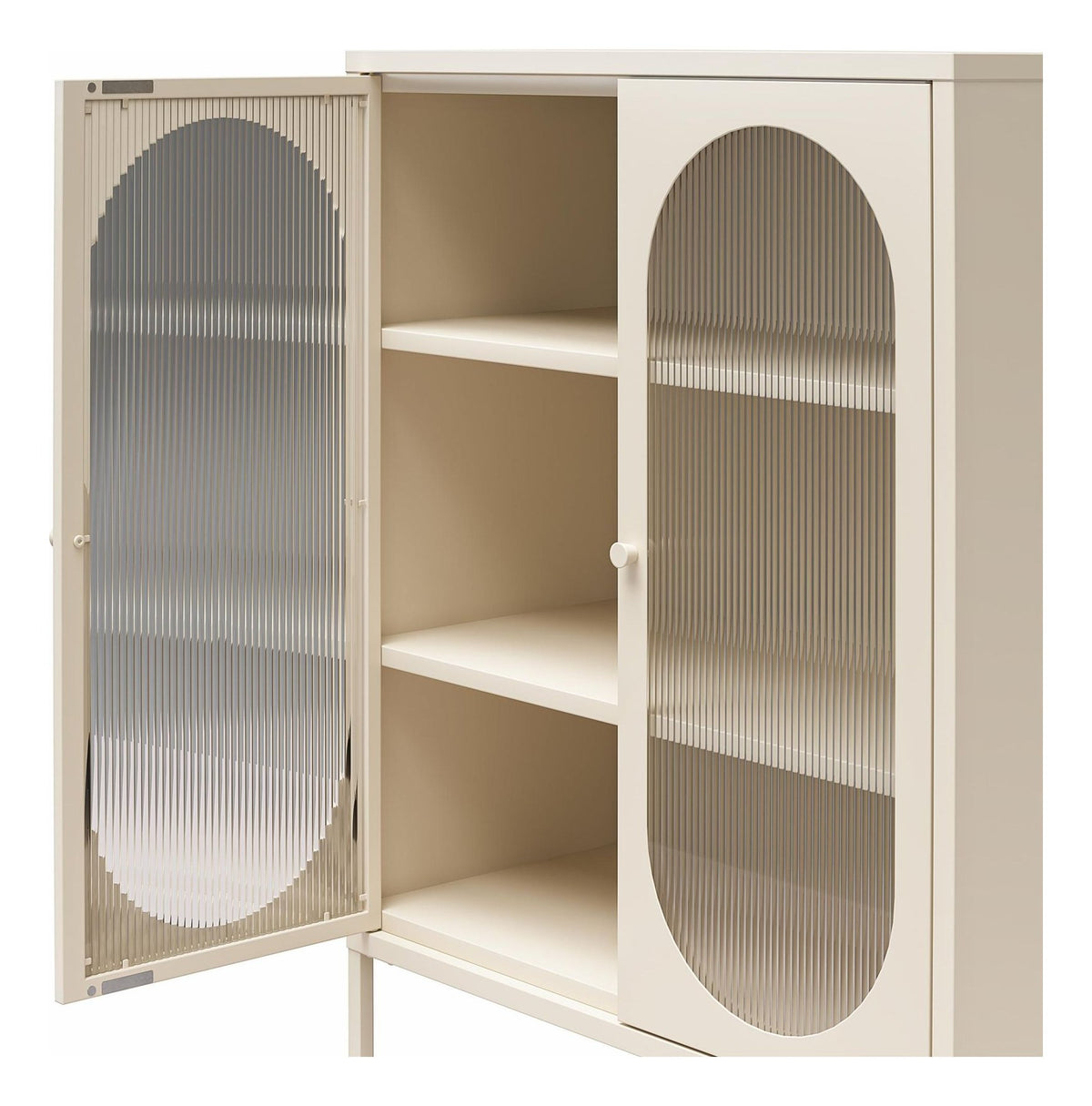 Luna Metal Accent Cabinet with Fluted Glass Doors, view 15