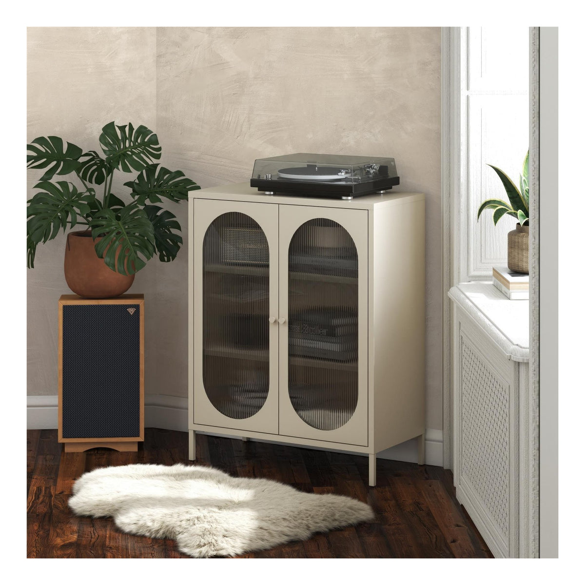 Luna Metal Accent Cabinet with Fluted Glass Doors, view 18